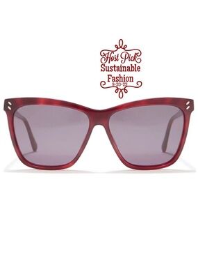 STELLA MCCARTNEY Avana Sunglasses Square Red Frame Grey Lenses NWT